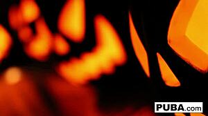 two hot blondes experience a halloween scare together