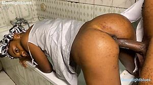 Damn, horny housewife takes on a huge BBC plumber in bathroom!