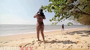 A hot Caribbean girl gets her ass touched at beach