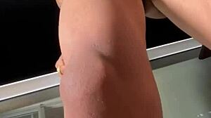 funkeira slut fingers herself on balcony, neighbor films it all