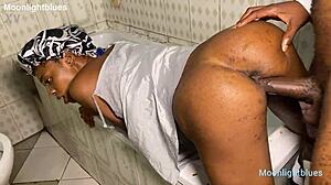 Damn, horny housewife takes on a huge BBC plumber in bathroom!