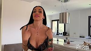 Giulia, Magnificent Brunette, Takes Hard Cock in Stockings with Small 18+ Waist