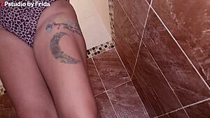 Latina amateur teases huge ass in shower, flaunting slutty curves seductively