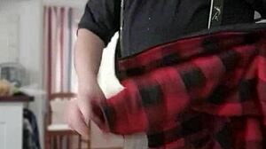 Chris strips slowly, whispering dirty words with ripped clothes