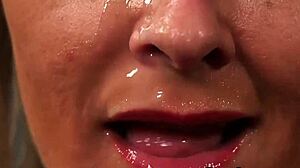 Slutty Centerfold Takes Massive Cumshot on Face, Swallowing Every Drop in Wild Bukkake POV