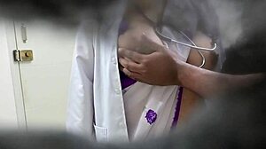 The doctor is giving special treatment to her patient, an intimate encounter