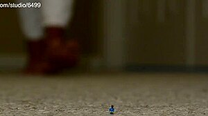 Giant Sexy Woman Dominates Small 18+ Toys with Feet in Fetish Session