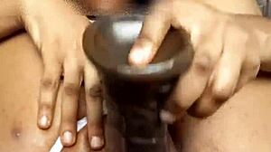 Solo Babe Spreading Wide with Dildo in Softcore Play