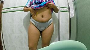Public bathroom peeing compilation with ebony Latina in dress!