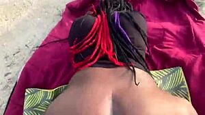 Ebony Teen's Big Ass Fucked Outdoors Twice