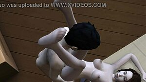 Son interacts with stepmom at the desk.