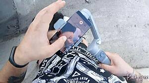 girlfriend asks to film her blowjob skills in pov, swallowing cum from neighbor