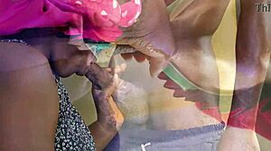 yo, check this sexy ebony banging her step brother!