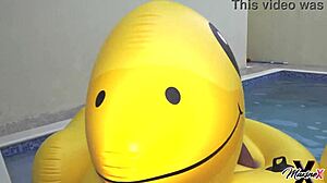 Maxine X Sunbathes In The Pool, Fingering Her Wet Pussy