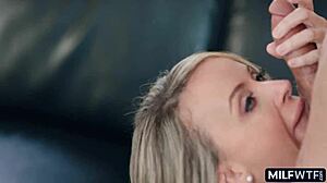 Hot blonde milf wife cheats with blowjob on her mother-in-law's husband.