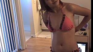 Brookeskye Fingers Asian Babe in Lingerie