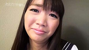 Japanese Schoolgirl with Big Tits Learns Wild Pleasures. Nearly Virgin Student Explores Shaved Body.