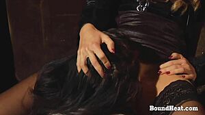 i'm bent over on my knees licking my mistress's pussy as her lesbian slave