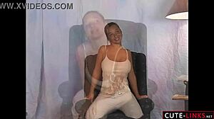 feel those big tits shaking in the beige dress