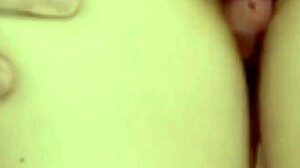 teen amateur rubs shaved pussy while jerking off cumshot