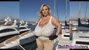 Beautiful babe fucks on yellow sofa