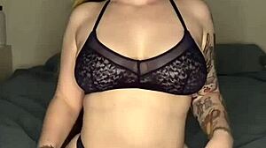 Spanking Friend's Big Tits and Ass, Shaking and Teasing with Toys, Sexy Model Tattoo Displayed