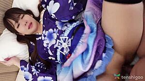 Japanese model Aki Igarashi enjoys intense sex from behind.