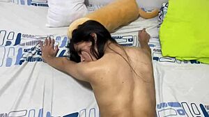 wow, skinny amateur's tight pussy squirts in multiple shaking orgasms!