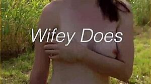 young wife tries first nude walk outdoors