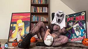 i love watching this hot blonde masturbate for halloween fun