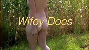 young wife tries first nude walk outdoors