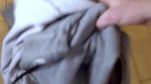 Horny step sister caught sniffing step brother's jacket in truth or dare game, masturbating on bed during holiday.