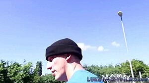 I watch busty British milf ride huge cock in heels