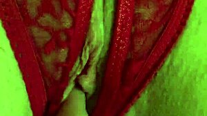Shaved Pussy Soaked In Red Thongs