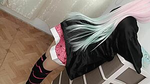 nezuko in cosplay gets drilled by stepbrother with a thick cock. this 18-year-old bride roleplay is pure fire!