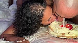 Labelladiablax enjoys squirting on king noire's monster cock as husband films.