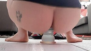 Tattooed Babe Bounces On Weird Dildo In Solo Masturbation Session