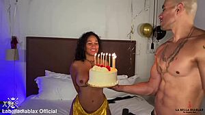 Labelladiablax enjoys squirting on king noire's monster cock as husband films.