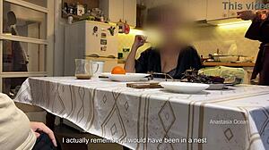 Milf Flashes and Husband Jerks Under Kitchen Table