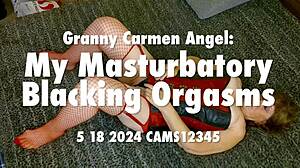 granny carmen's black dildo orgasm frenzy