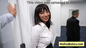 Slutty office milf Sasha Pearl sucks fat cock POV on desk with Parker Ambrose