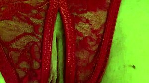 Shaved Pussy Soaked In Red Thongs