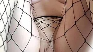 innocent babe cums hard with huge dildo in pantyhose, wow!