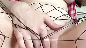 innocent babe cums hard with huge dildo in pantyhose, wow!