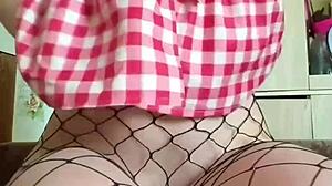 innocent babe cums hard with huge dildo in pantyhose, wow!