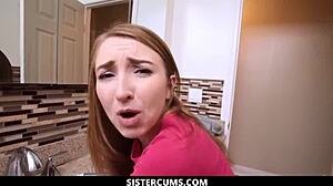 Blonde Stepsister Stuck in Bathroom for Kinky POV Action