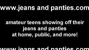 I watch Brigette flash her panties in tight blue jeans