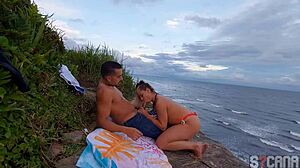 아마추어 해변 금발녀 만나 야외 애널 항문섹스