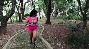 Dripping Big Pussy Messes Outdoor Run In Public