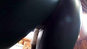 deep-throat cum play with camel-toe fetish. leather and fur preview 255 is wild!